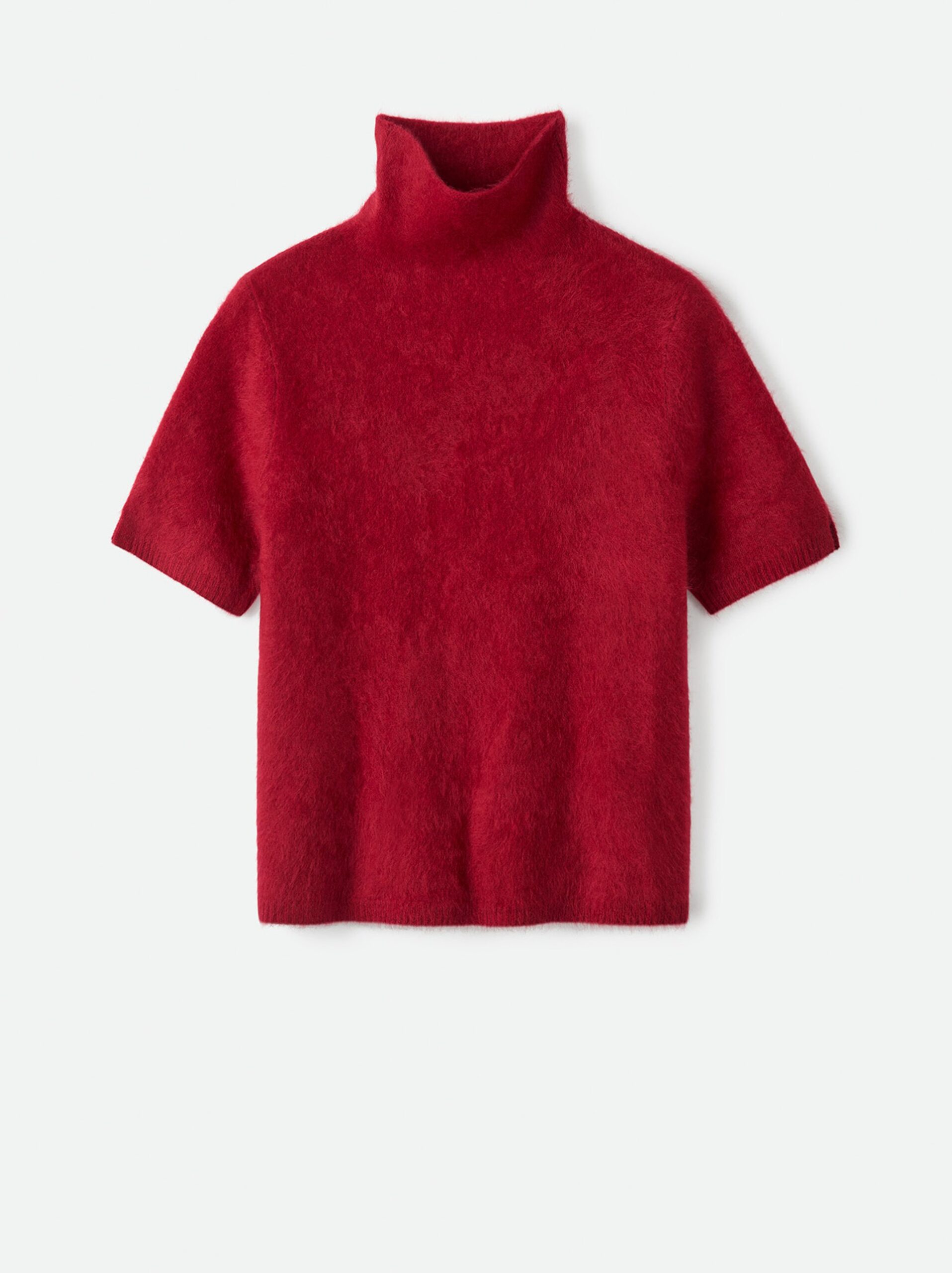 Soft Goat - Brushed Short Sleeve Turtleneck Dahlia