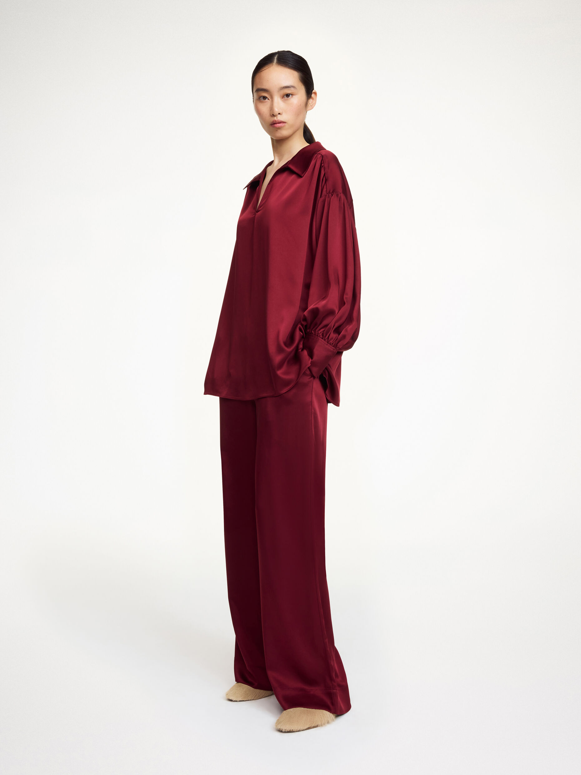 By Malene Birger - Leonora Satin Blouse Cabernet