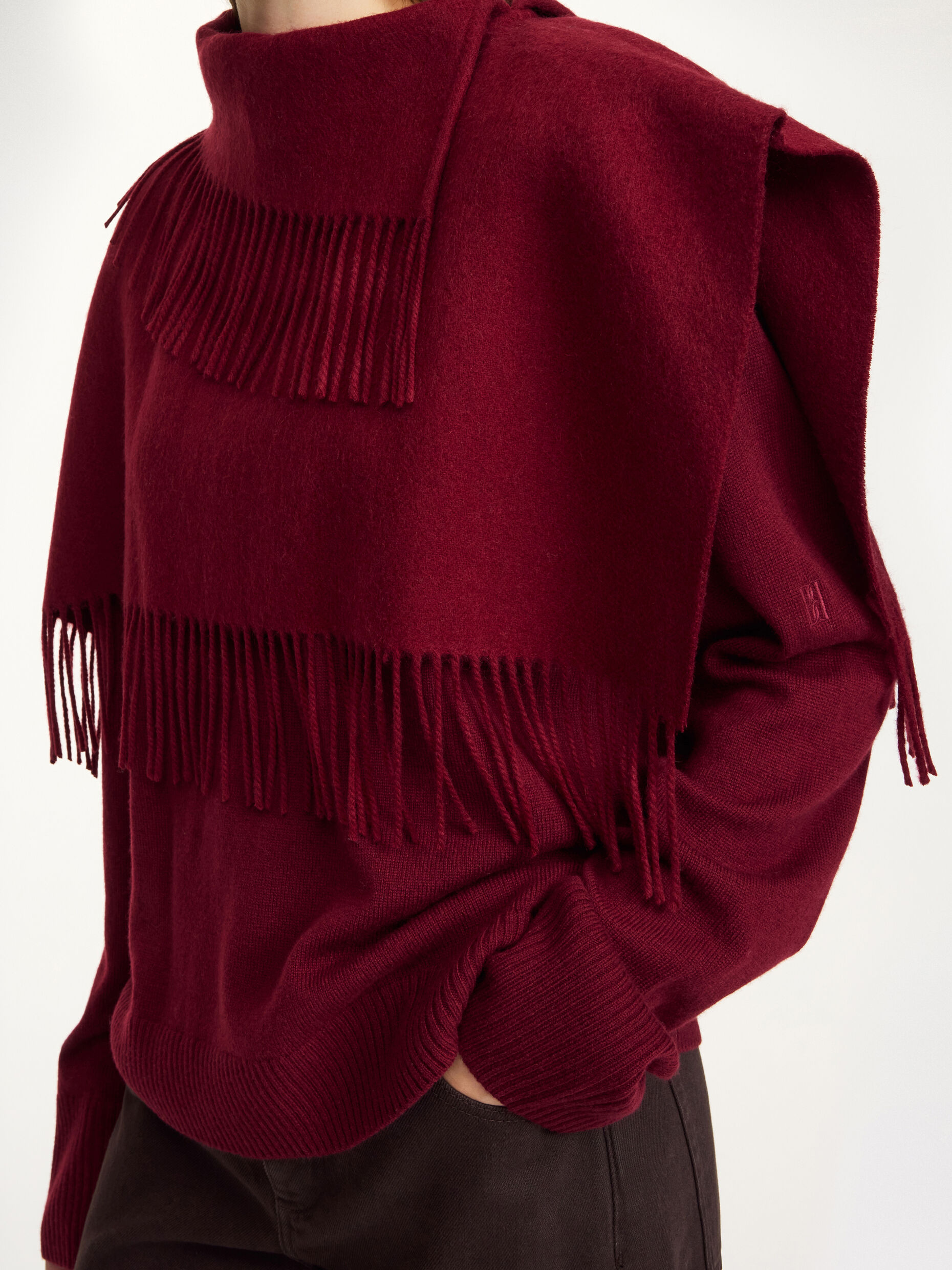 By Malene Birger - Turtla Wool Fringe Bib Cabernet