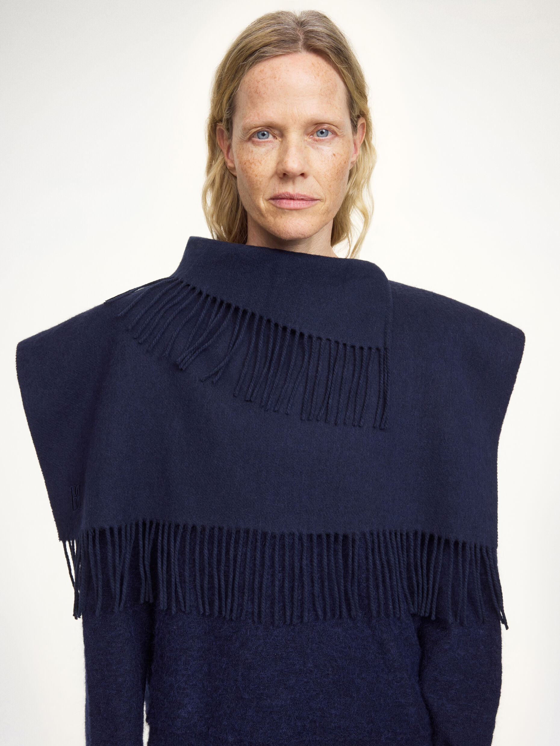 By Malene Birger - Turtla Wool Fringe Bib Night Sky
