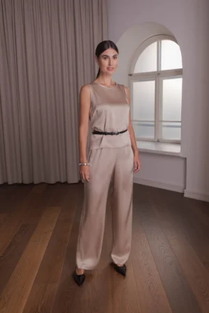 Original Story - Wide Satin Trousers Latte