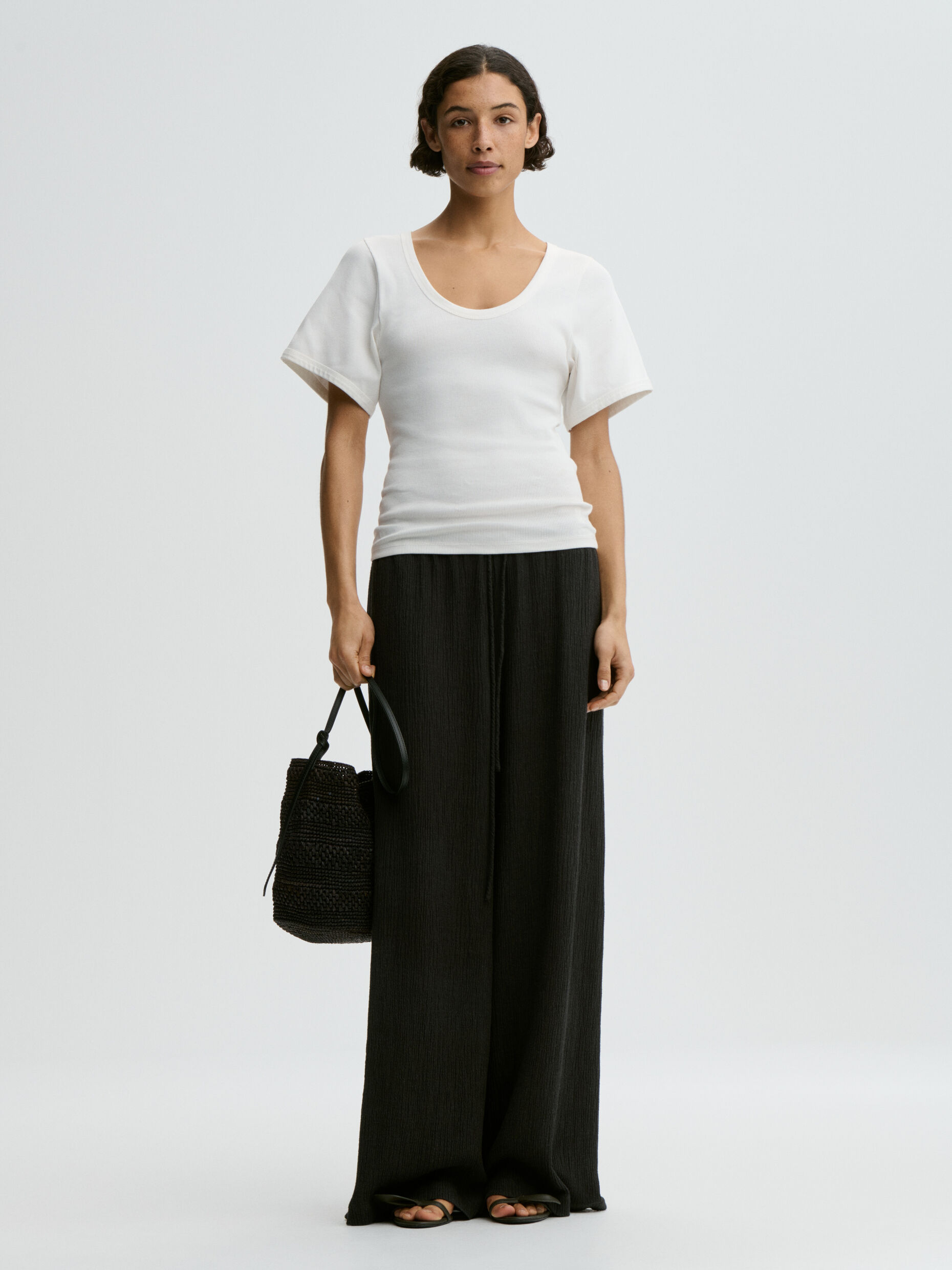 By Malene Birger - Pisca Weave Wide-Leg Trousers Black