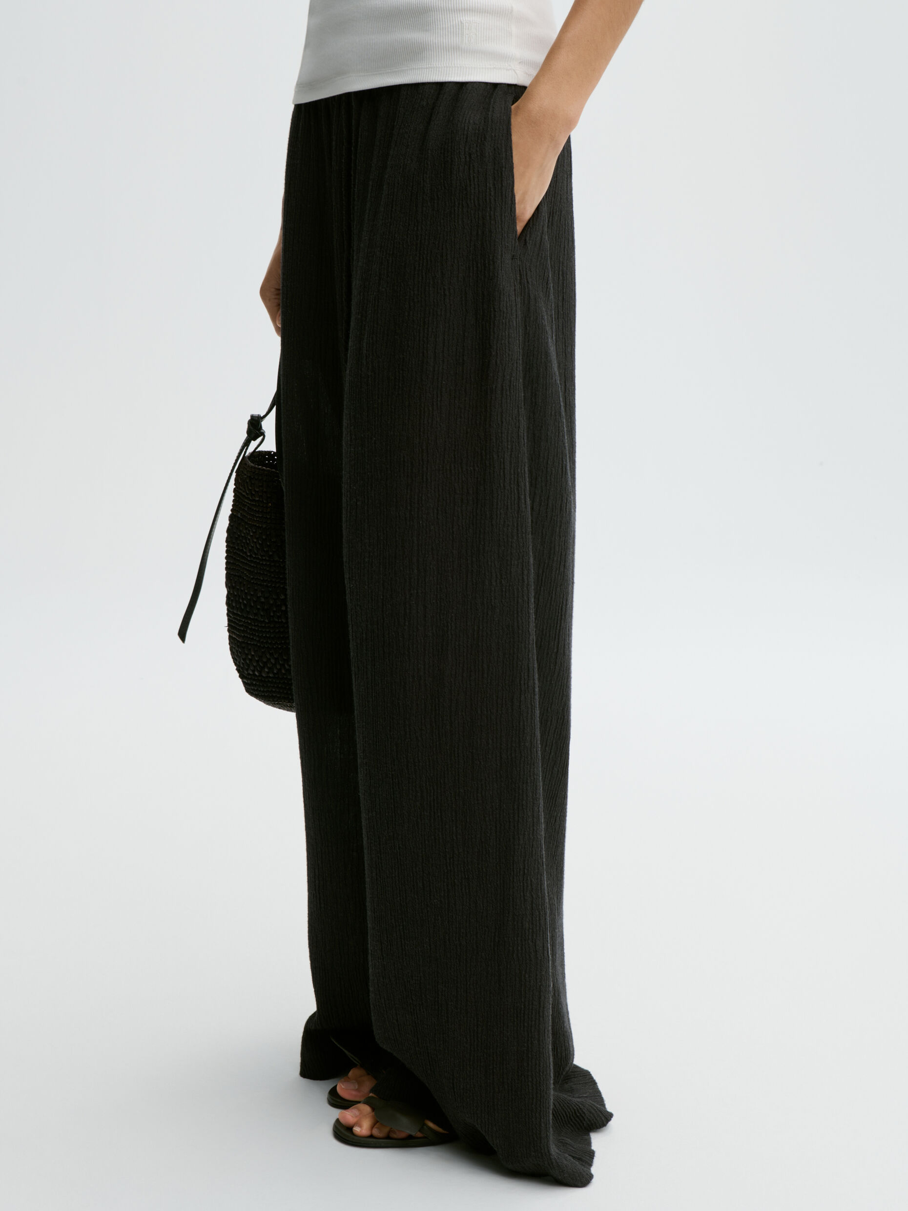 By Malene Birger - Pisca Weave Wide-Leg Trousers Black
