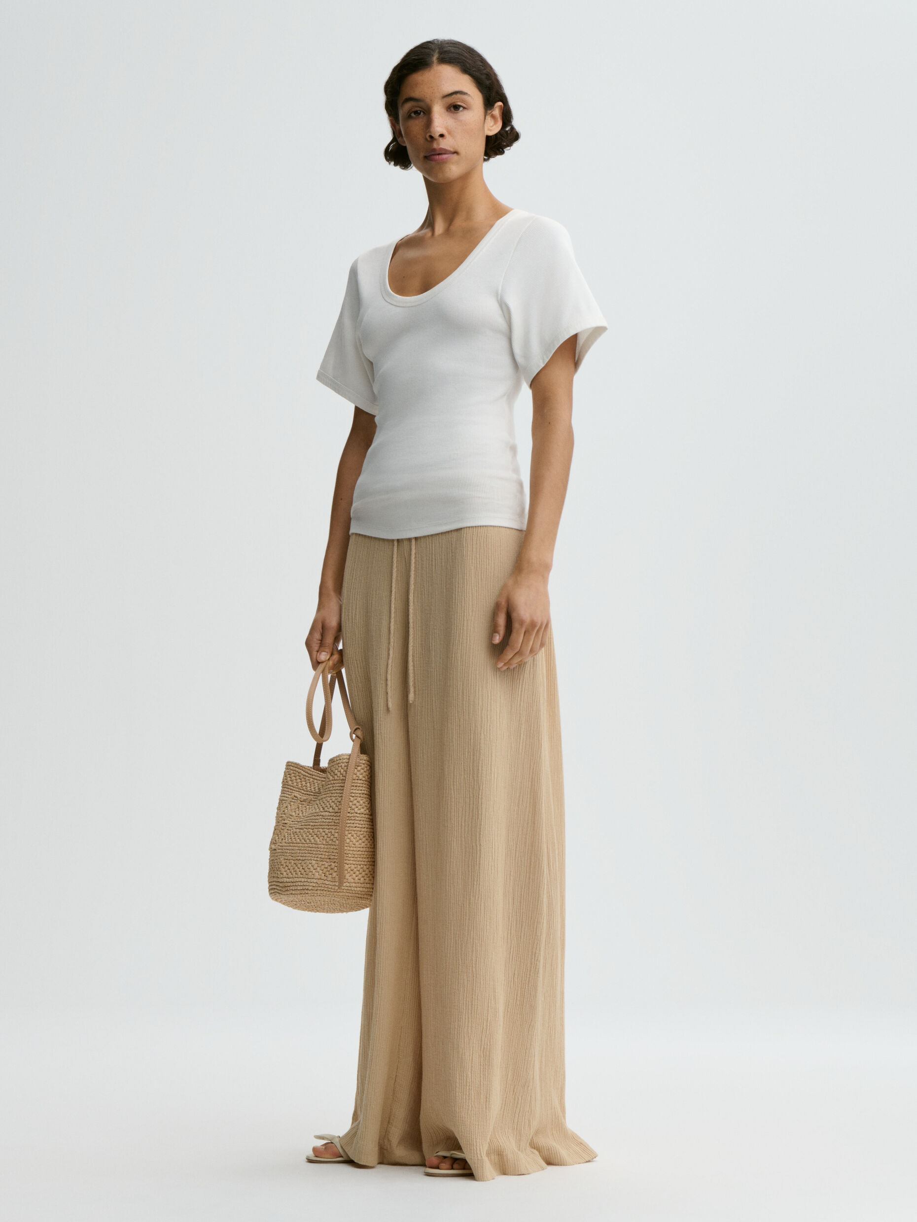 By Malene Birger - Pisca Weave Wide-Leg Trousers Dark Sand