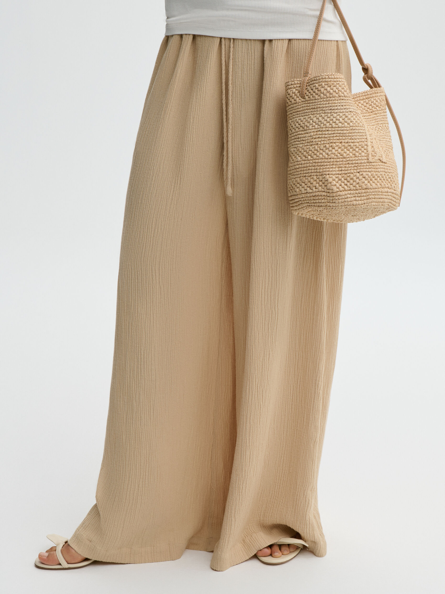 By Malene Birger - Pisca Weave Wide-Leg Trousers Dark Sand