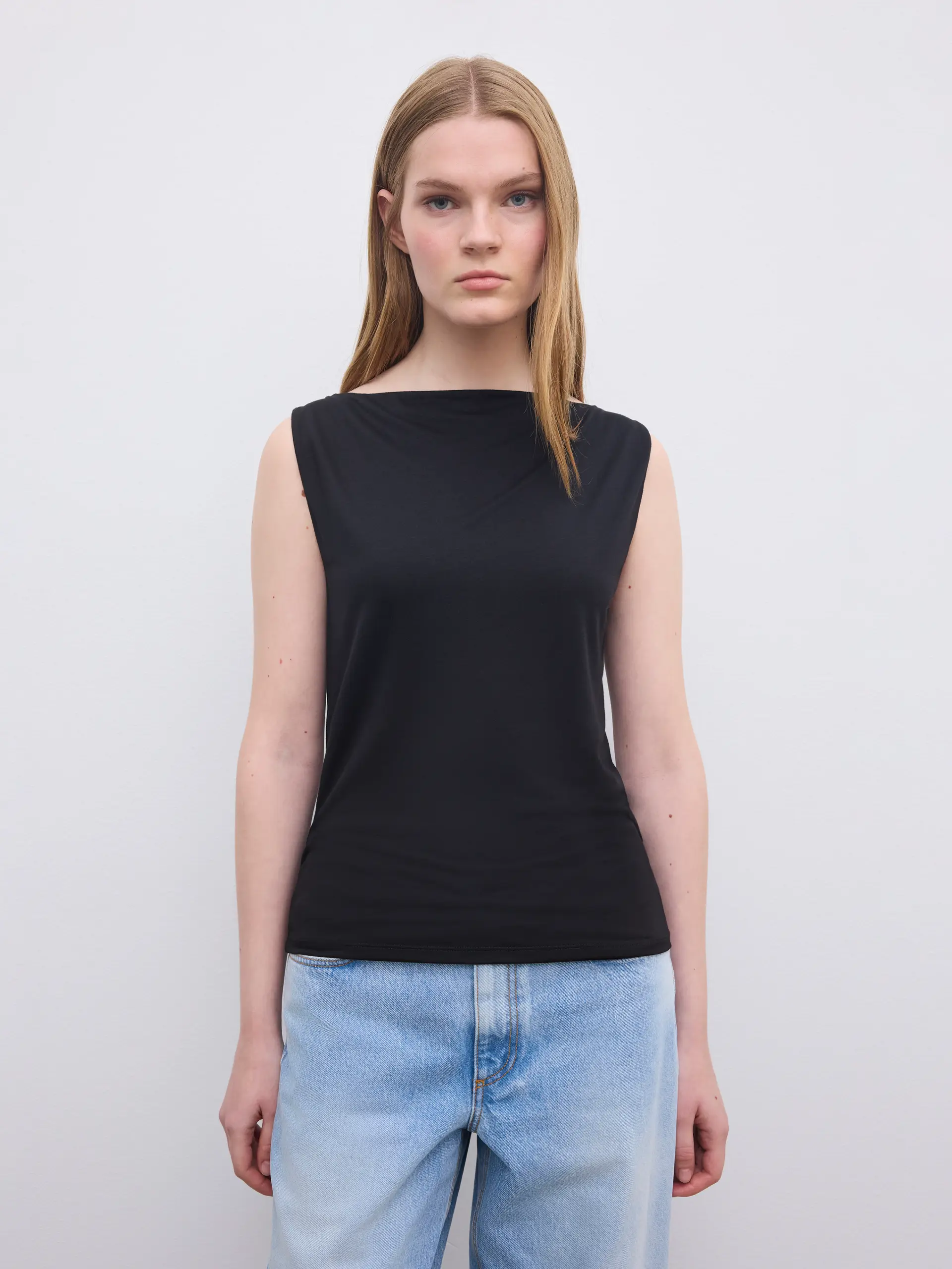 Dagmar - Square Neck Top Black