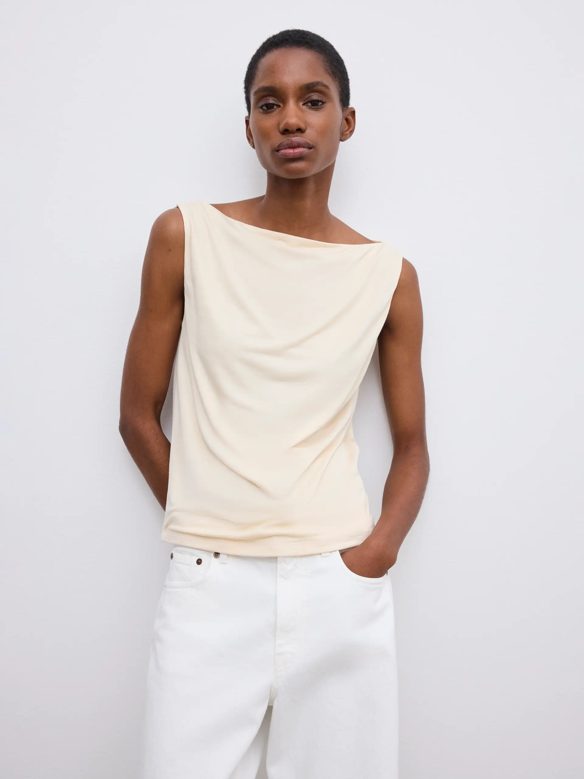 Dagmar - Square Neck Top Cream White