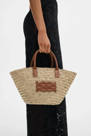 Malina - Small Monogram Straw Bag