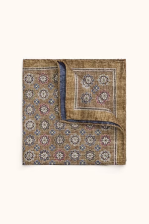 Oscar Jacobson - Floral Pattern Handkerchief Brown