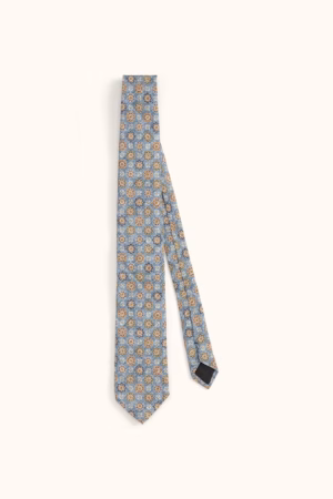 Oscar Jacobson - Floral Pattern Tie Blue