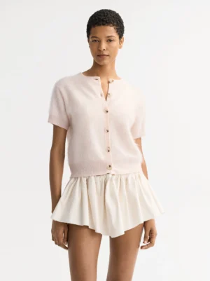 Soft Goat - Brushed Short Sleeve Cardi Powder