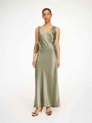 By Malene Birger - Levita Satin Maxi Dress Deep Lichen Green