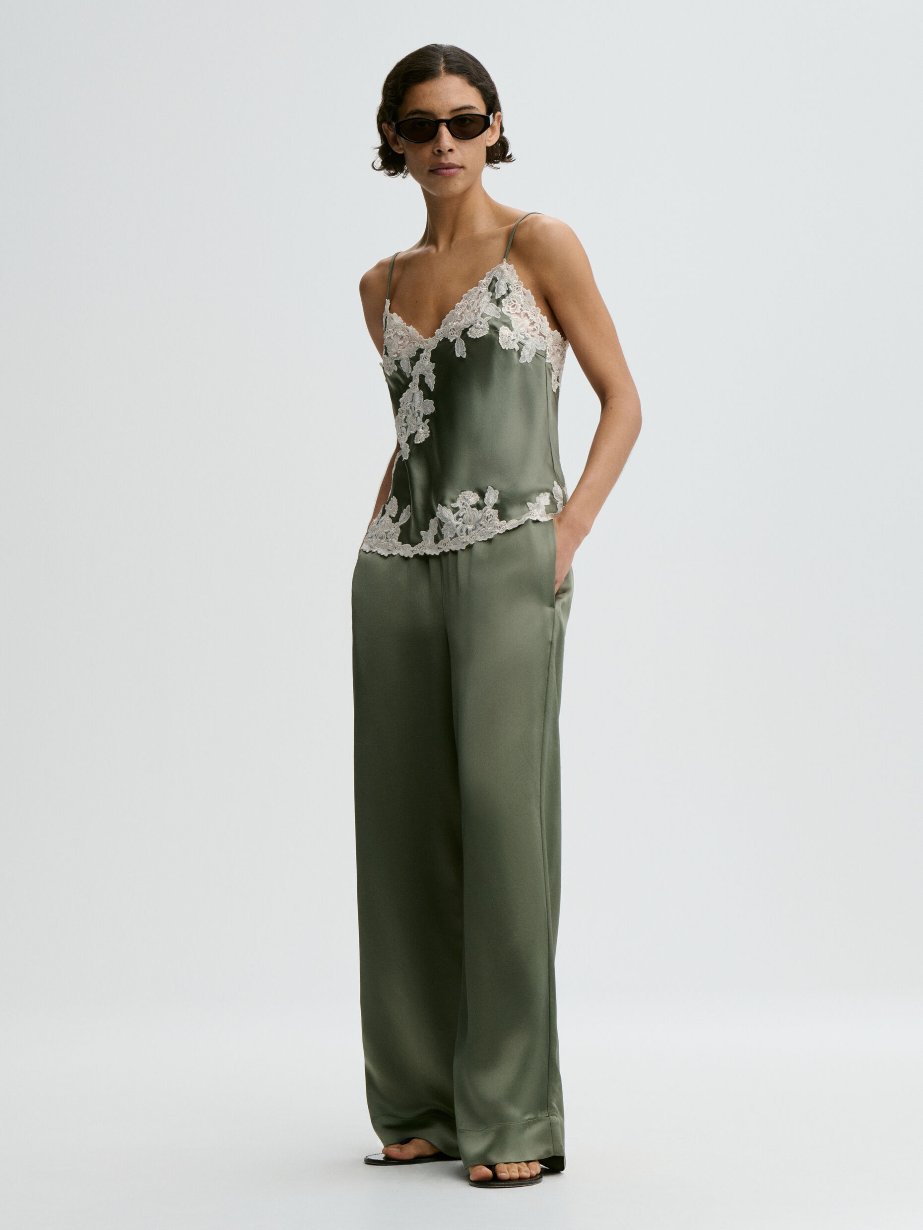 By Malene Birger - Madeleine Satin Top Deep Lichen Green