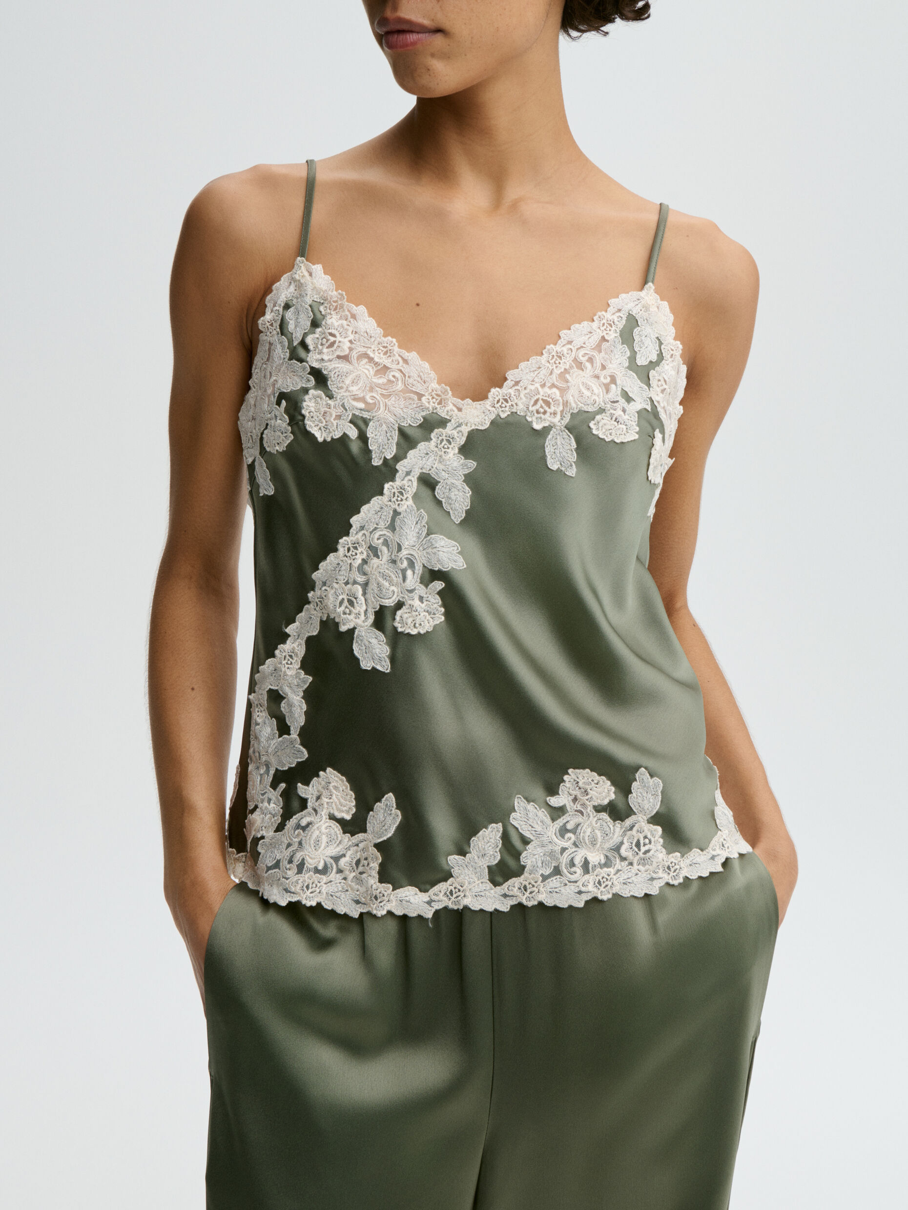By Malene Birger - Madeleine Satin Top Deep Lichen Green