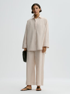 By Malene Birger - Mirabello Organic Cotton Trousers Dark Sand Stripe