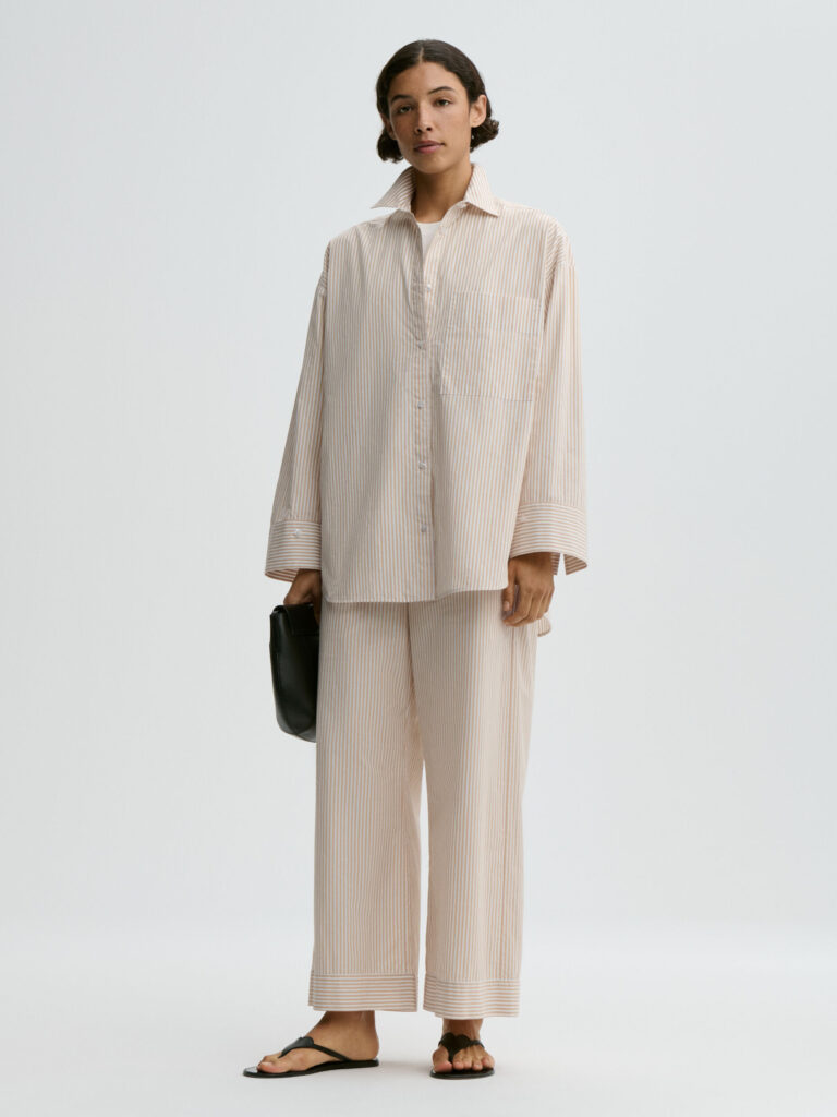 By Malene Birger - Mirabello Organic Cotton Trousers Dark Sand Stripe