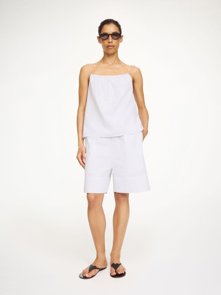 By Malene Birger - Siona Organic Cotton Shorts Black White Small Stripe