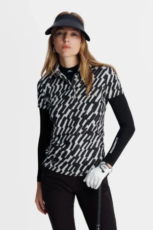 J.Lindeberg - Tour Tech Print Polo Oak Moonbeam