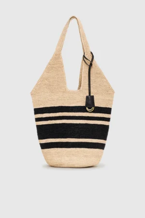 Anine Bing - Leah Stripes Hobo Raphia