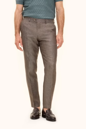 Oscar Jacobson - Denz Linen Trousers Brown