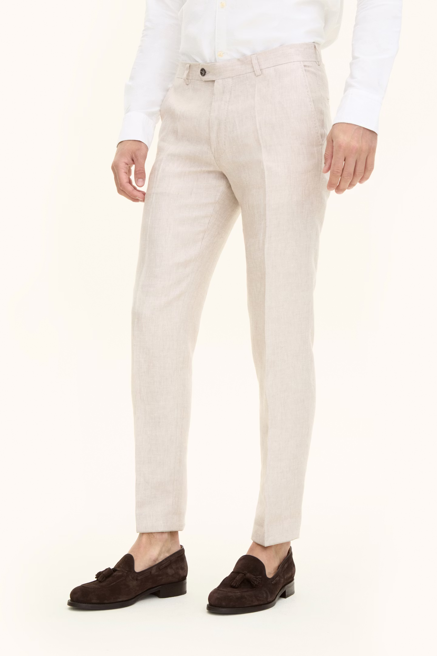Oscar Jacobson - Denz Linen Trousers White