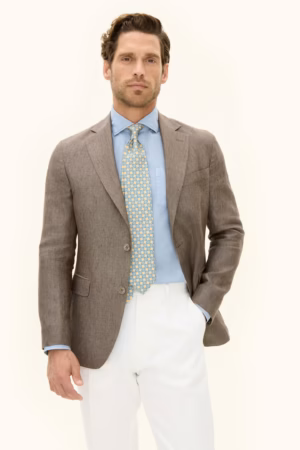 Oscar Jacobson - Ferry Regular Fit Linen Blazer Brown