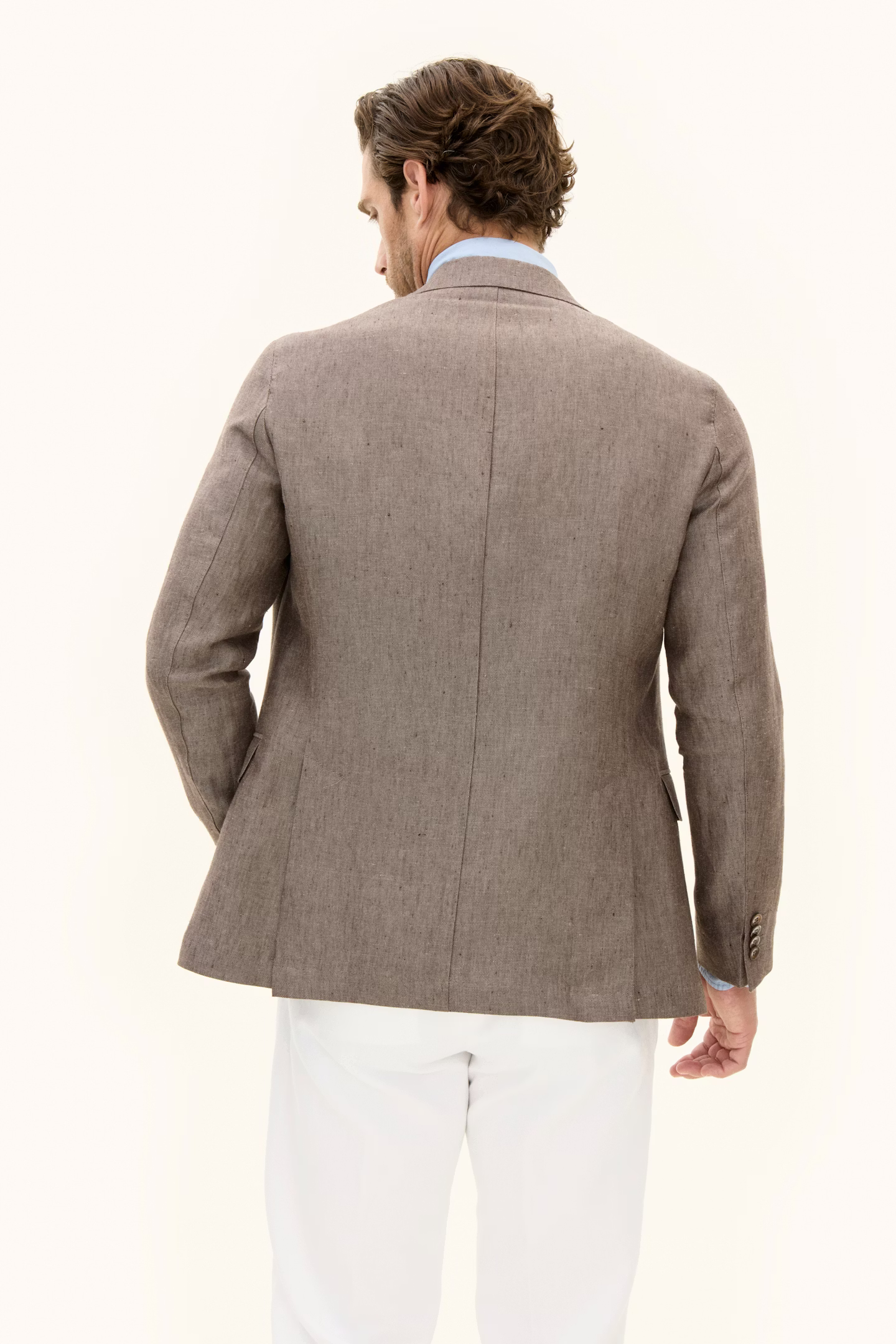Oscar Jacobson - Ferry Regular Fit Linen Blazer Brown