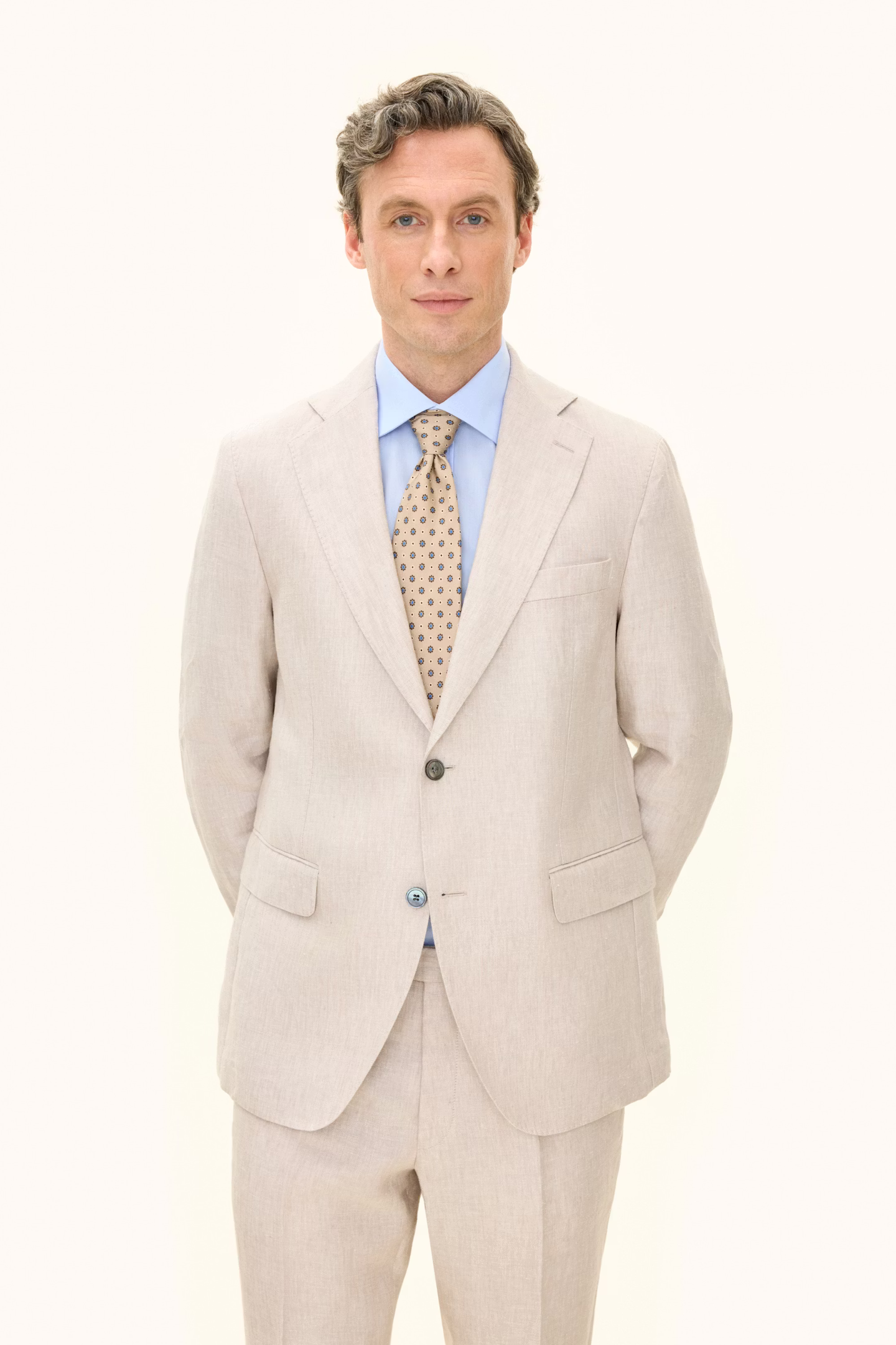 Oscar Jacobson - Ferry Regular Fit Linen Blazer White