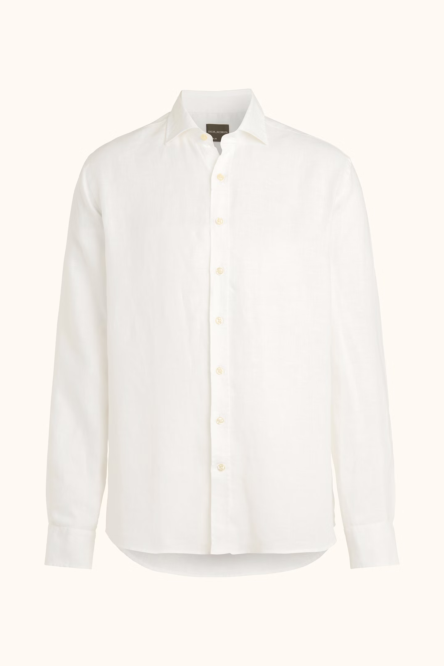Oscar Jacobson - Regular Fit Cut Away Linen Shirt White
