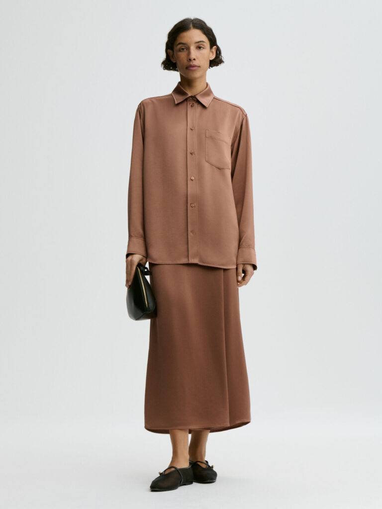 By Malene Birger - Pacia Satin Maxi Skirt Latte Brown