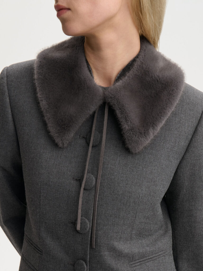 By Malene Birger - Cowie Faux Fur Collar Brushed Grey