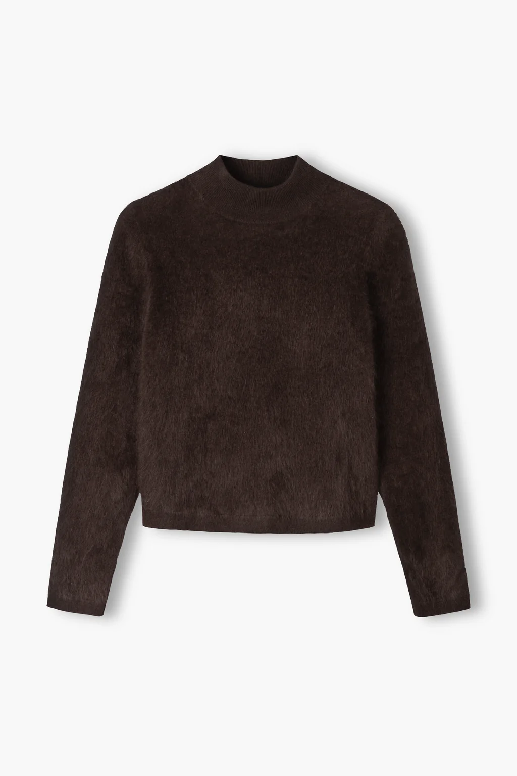 Original Story - Long Sleeve Brushed Mock Neck Sweater Dark Chocolate