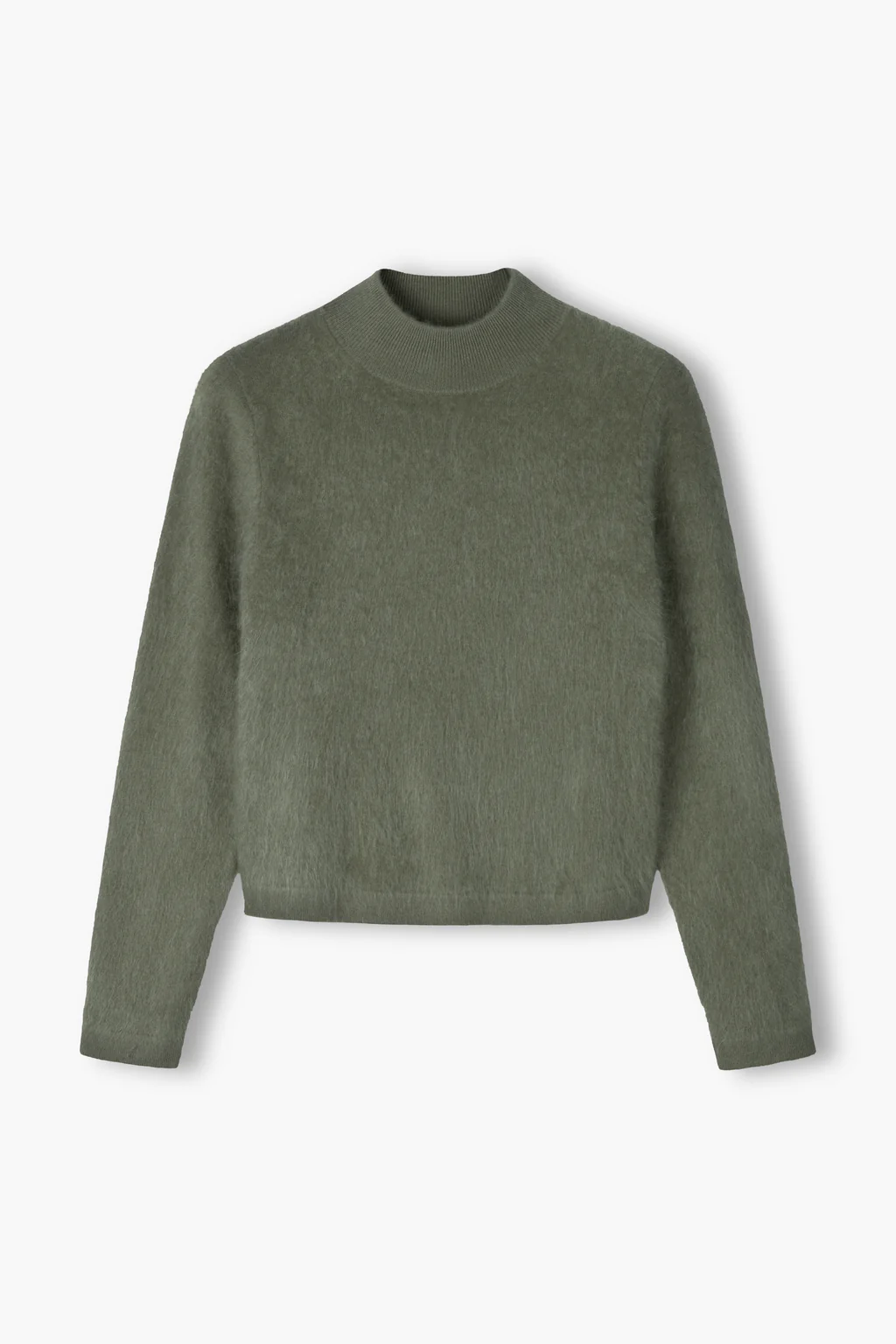 Original Story - Long Sleeve Brushed Mock Neck Sweater Light Olive
