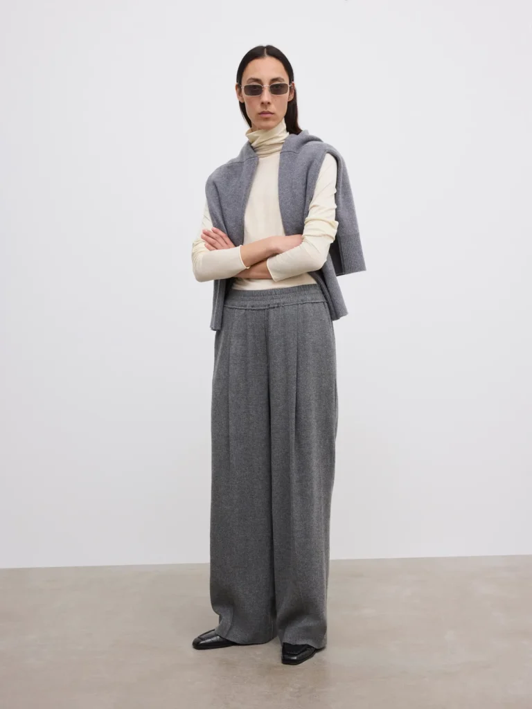 Dagmar - Elastic Wool Trousers Light Grey Melange
