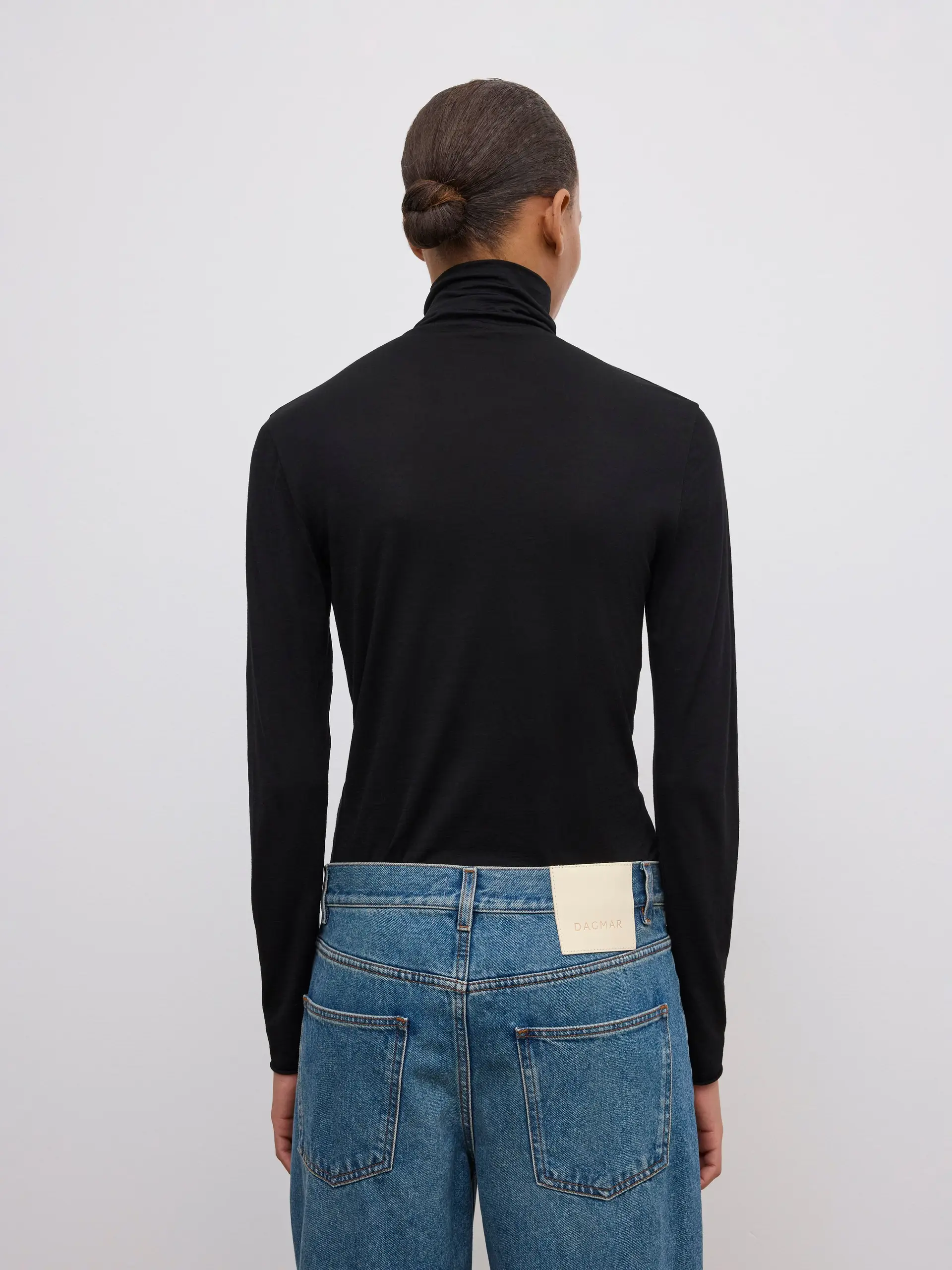 Dagmar - Wool Jersey Rollneck Black