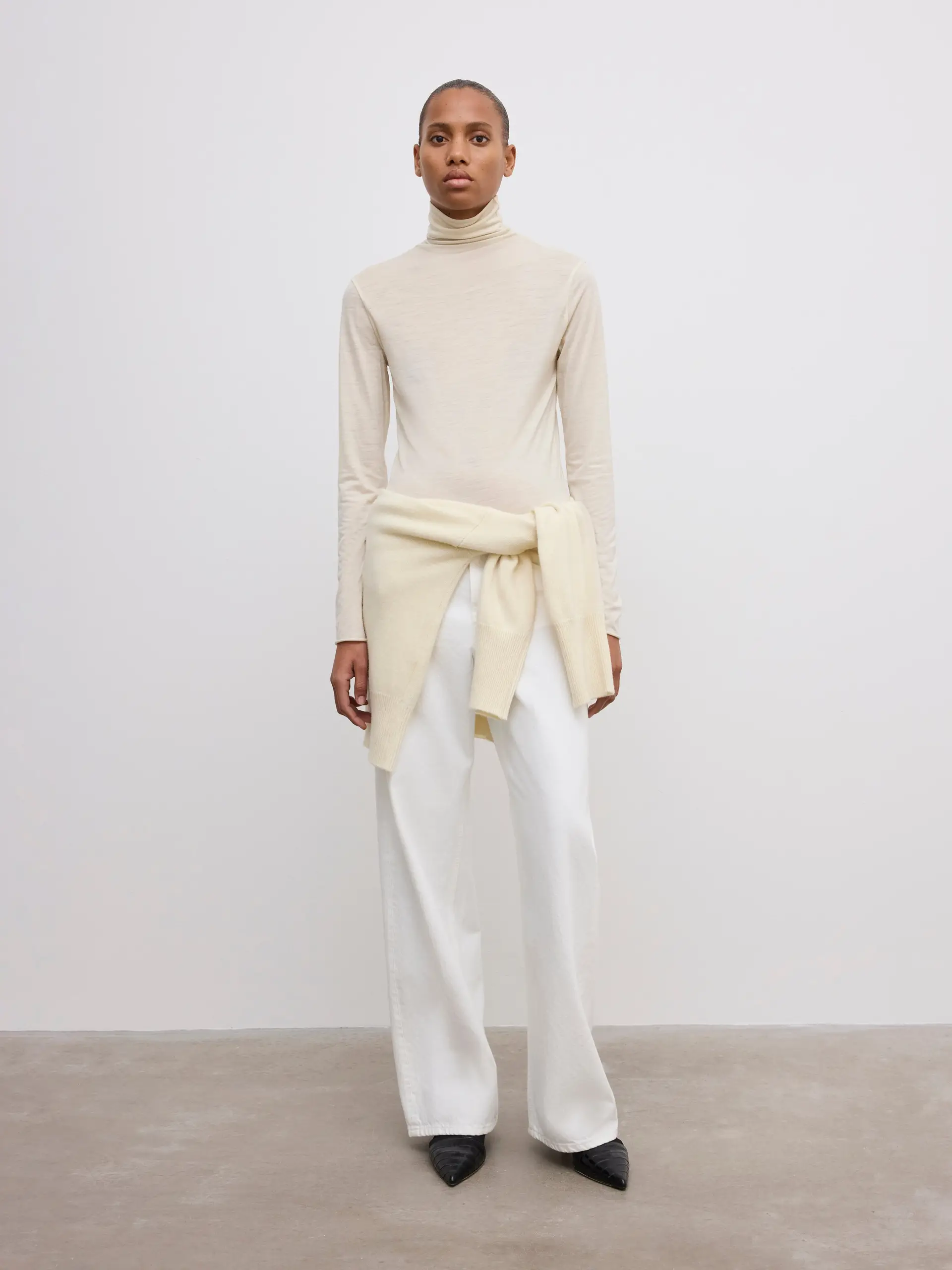 Dagmar - Wool Jersey Rollneck Cream White