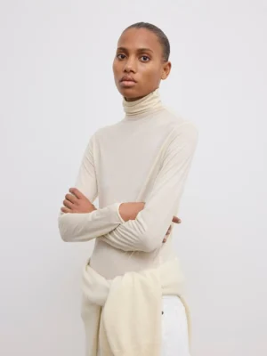 Dagmar - Wool Jersey Rollneck Cream White