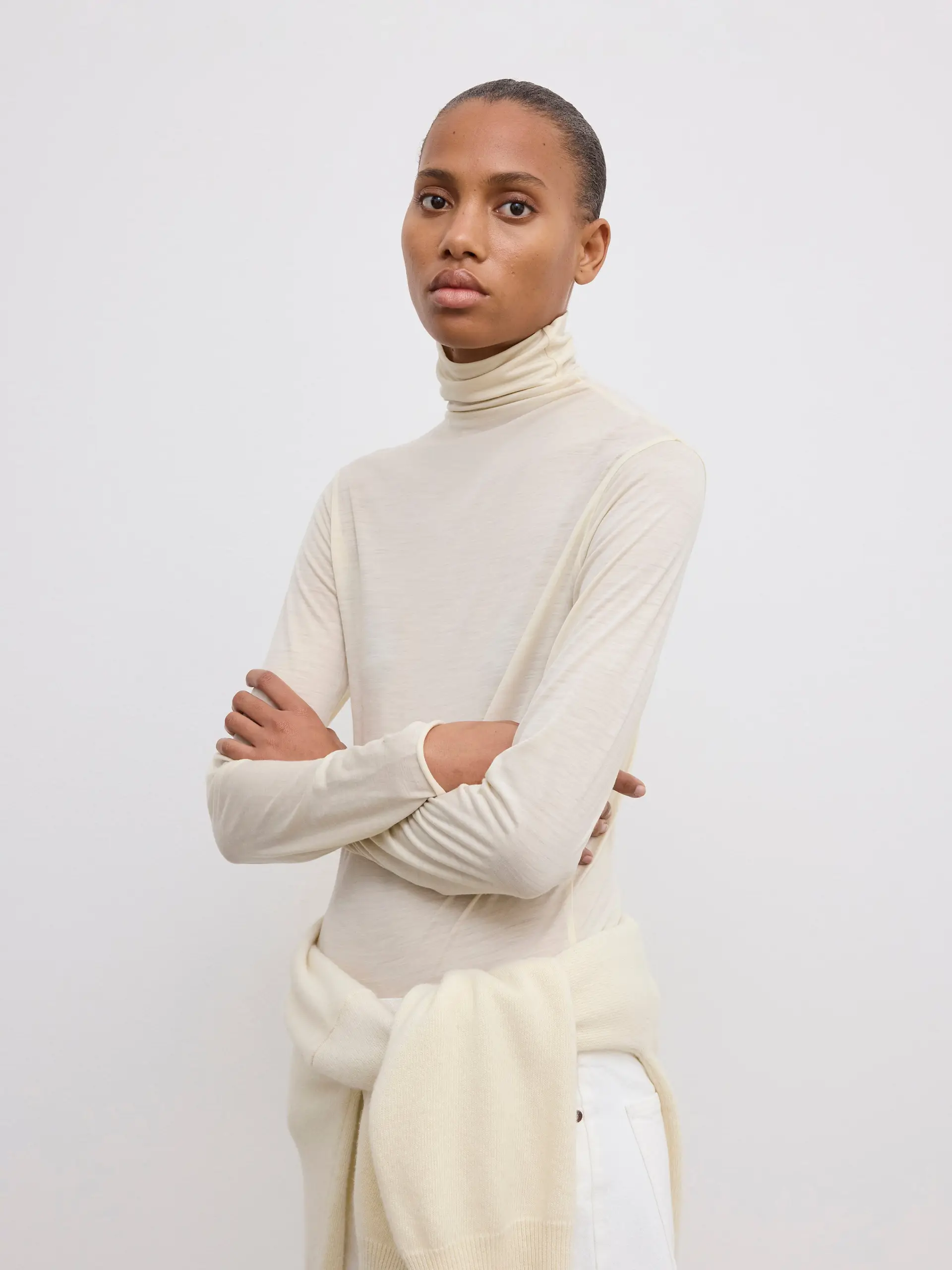 Dagmar - Wool Jersey Rollneck Cream White