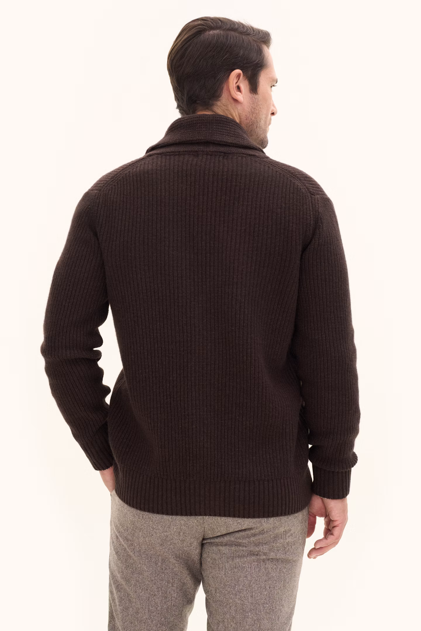 Oscar Jacobson - Roland Cardigan Wool Blend Brown
