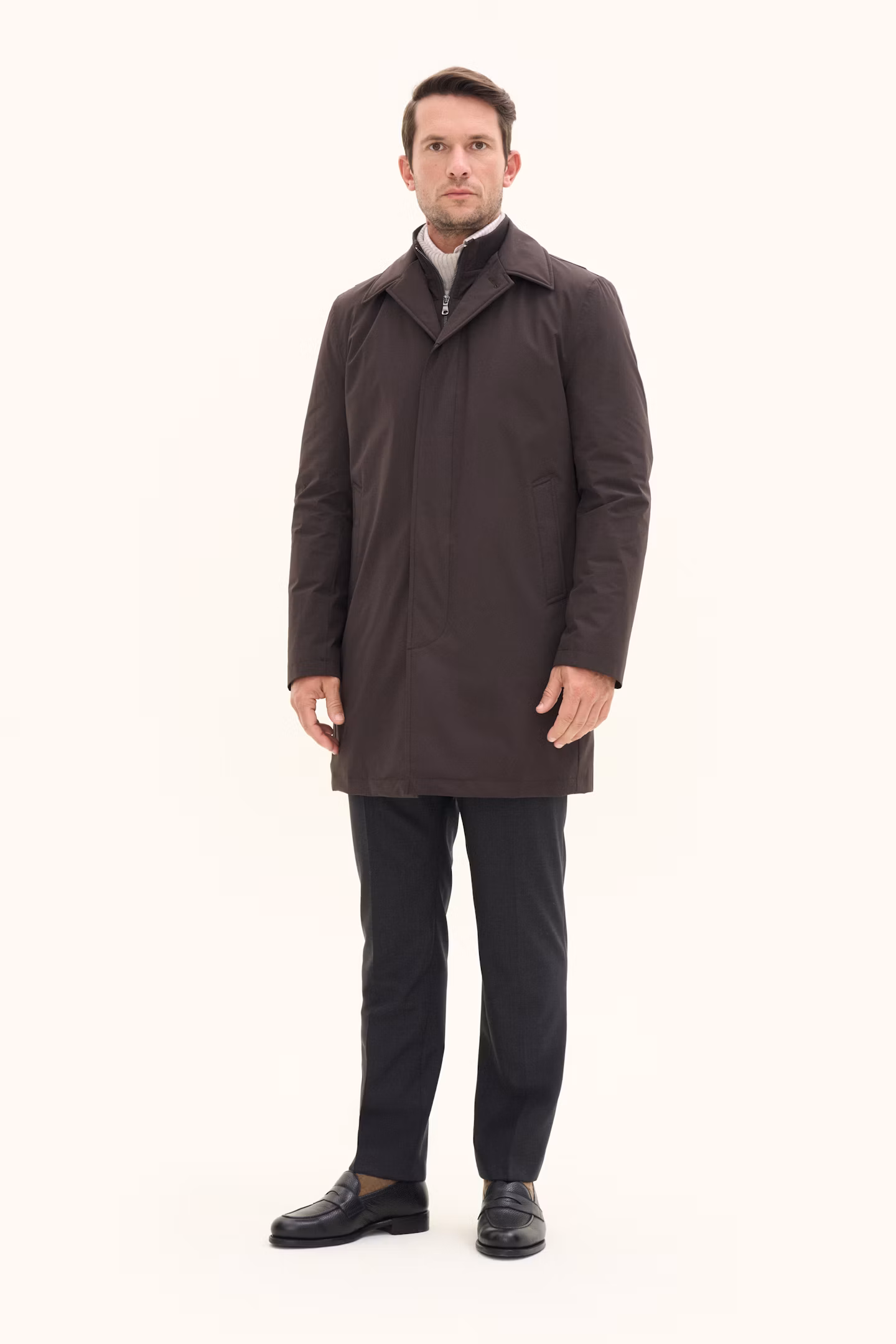 Oscar Jacobson - Zipped Padded Car Coat Brown