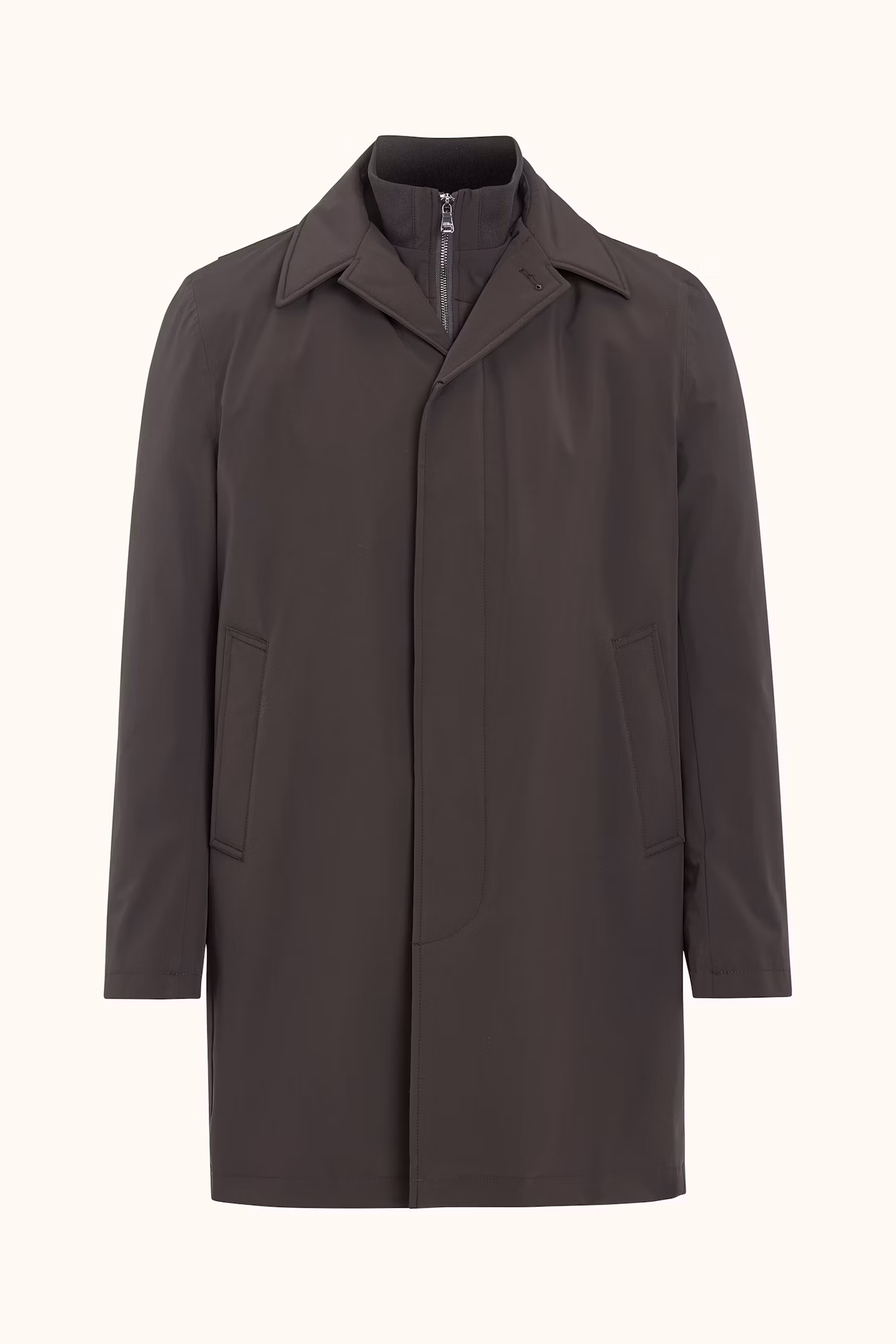 Oscar Jacobson - Zipped Padded Car Coat Brown