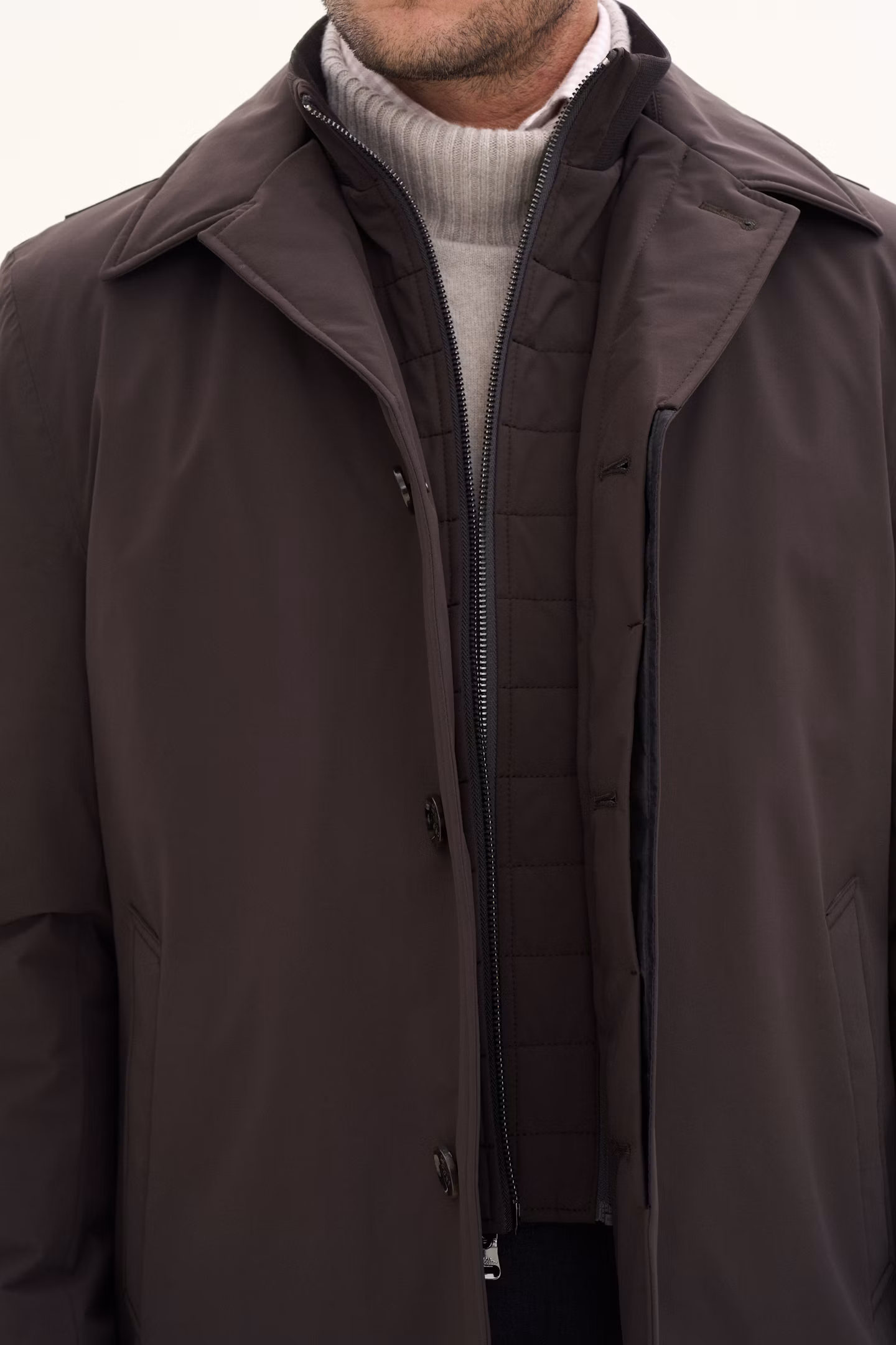 Oscar Jacobson - Zipped Padded Car Coat Brown
