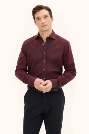Oscar Jacobson - Regular Fit Cut Away Brushed Flannel Red