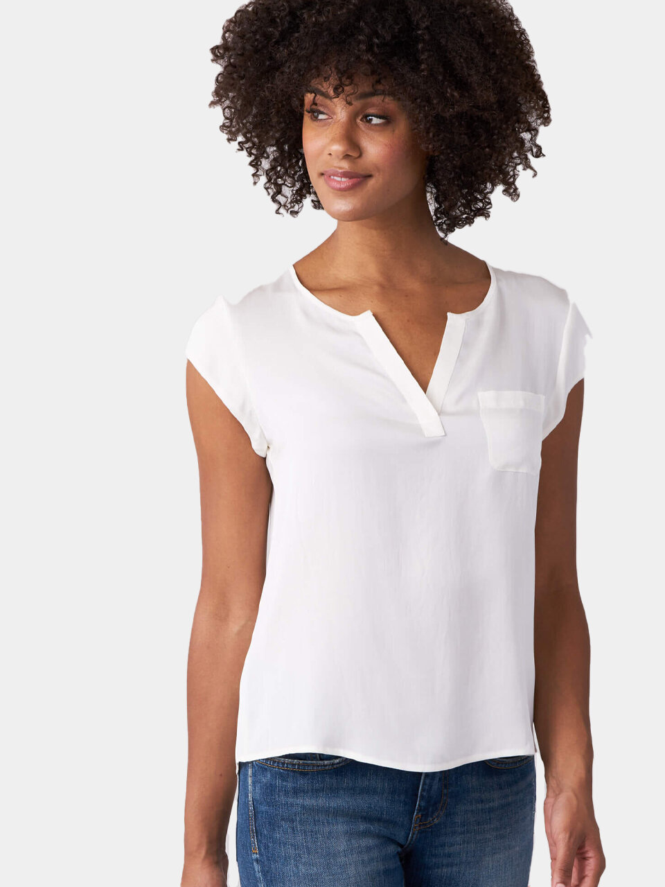 Repeat Cashmere - Silk Top With Breast Pocket