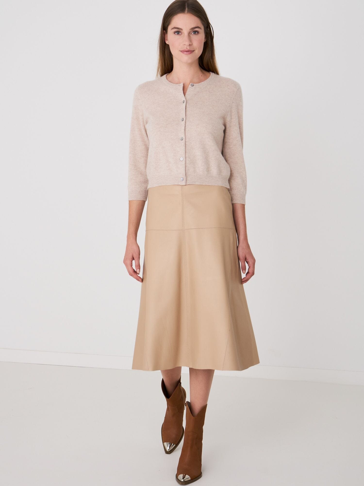 Repeat Cashmere - A-line Leather Skirt
