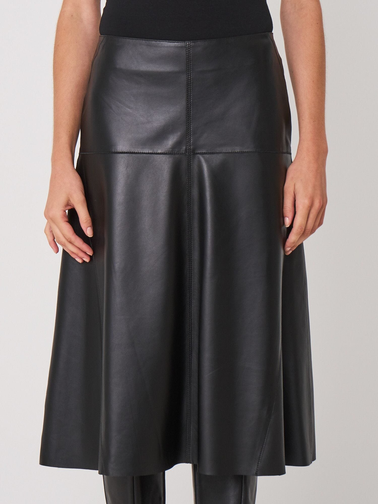 Repeat Cashmere - A-Line Leather Skirt (+ More Colours)