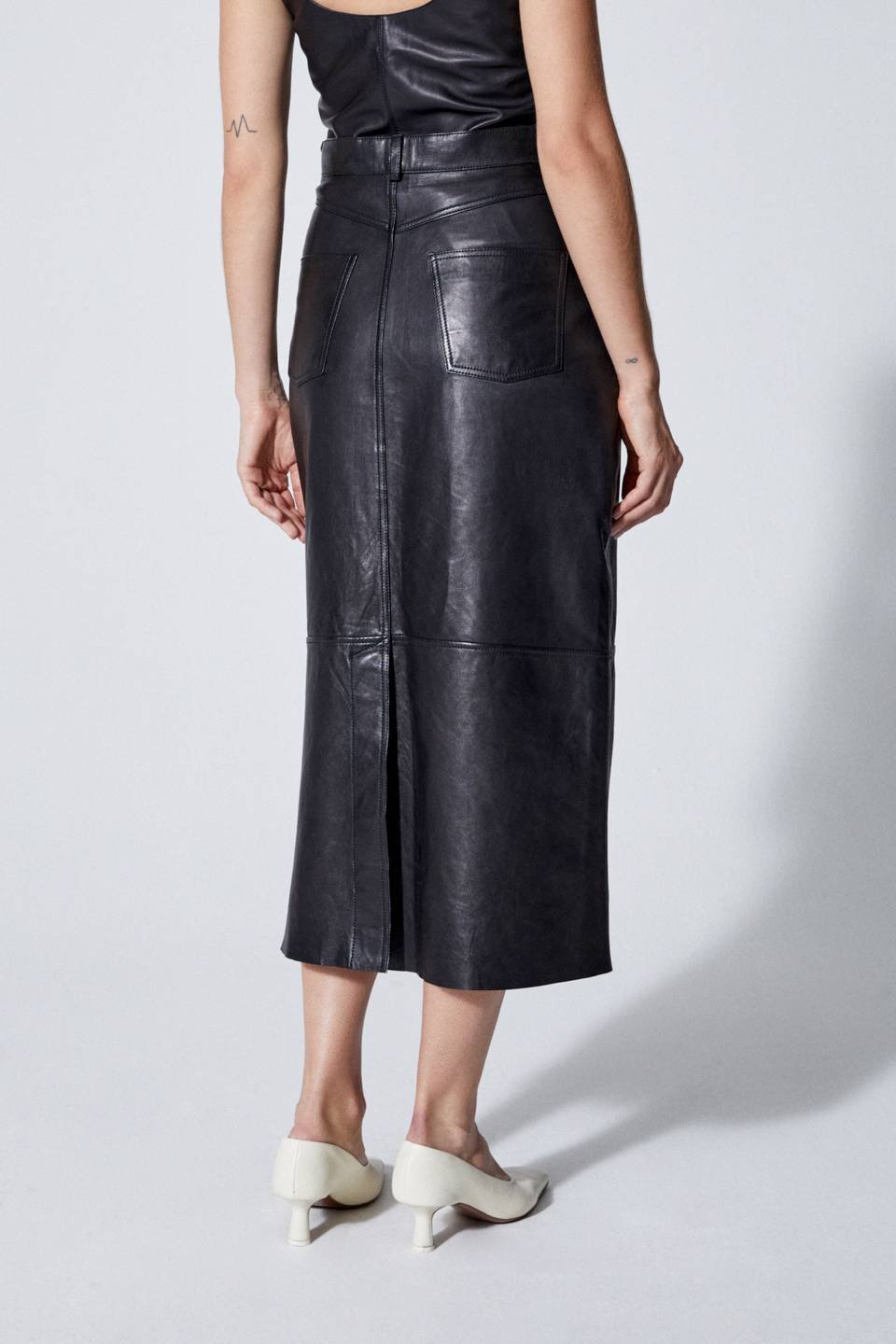 House of Dagmar - Sky Chrome Free Leather Skirt